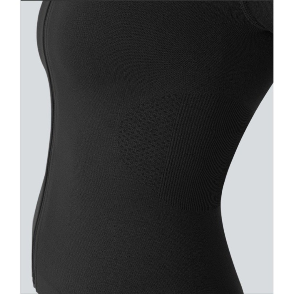 Halara OneForm Seamless Flow Collar Zip Up Jacket Raglan Thumb Hole Black M NWT - Picture 4 of 10